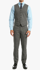York Grey Slim Fit 3 Piece Herringbone Suit - Ferrecci USA 