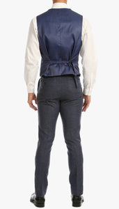 York Navy Slim Fit 3 Piece Herringbone Suit - Ferrecci USA 