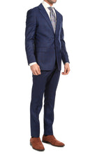 Load image into Gallery viewer, Yves Blue Plaid Check Men&#39;s Premium 2 Piece Wool Slim Fit Suit - Ferrecci USA 
