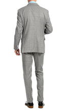 Load image into Gallery viewer, Yves Light Grey Plaid Check Men&#39;s Premium 2 Piece Wool Slim Fit Suit - Ferrecci USA 
