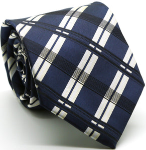 Mens Dads Classic Navy Stripe Pattern Business Casual Necktie & Hanky Set Z-3 - Ferrecci USA 