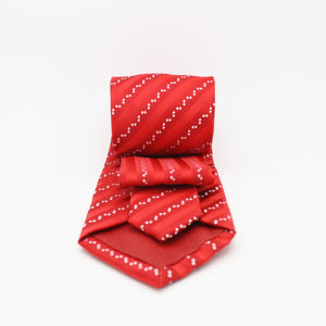 Mens Dads Classic Red Striped Pattern Business Casual Necktie & Hanky Set ZO-1 - Ferrecci USA 
