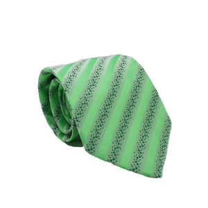 Mens Dads Classic Green Striped Pattern Business Casual Necktie & Hanky Set ZO-2 - Ferrecci USA 