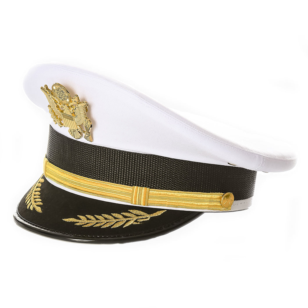 White Military Cadet Captain Sailor Hat - Ferrecci USA 