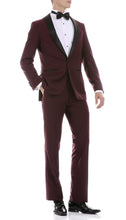Load image into Gallery viewer, Ferrecci Men&#39;s Reno Burgundy Slim Fit Shawl Lapel 2 Piece Tuxedo Suit Set - Ferrecci USA 

