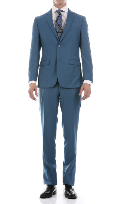 Oslo Teal Notch Lapel 2 Piece Slim Fit Suit - Ferrecci USA 